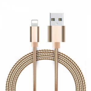 Cabo Usb Full Metal Lightning Dourado 1m Apple Iphone Img 01