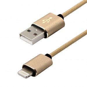 Cabo Usb De Metal Lightning Dourado 1m Apple Iphone Img 01