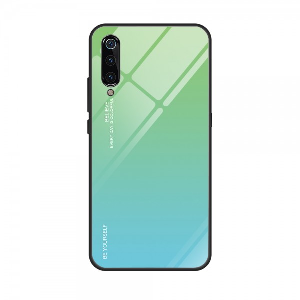 Capa Dura Emborrachada Vidro Temperado Gradiente Azul Claro Verde Claro Essager Be Yourself Xiaomi Mi 9 Img 10