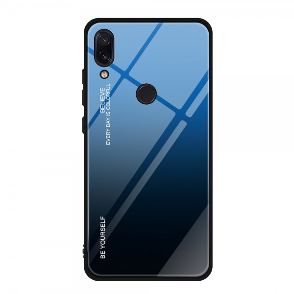 Capa Dura Emborrachada Vidro Temperado Gradiente Preto Azul Escuro Essager Be Yourself Xiaomi Redmi Note 7 Img 01