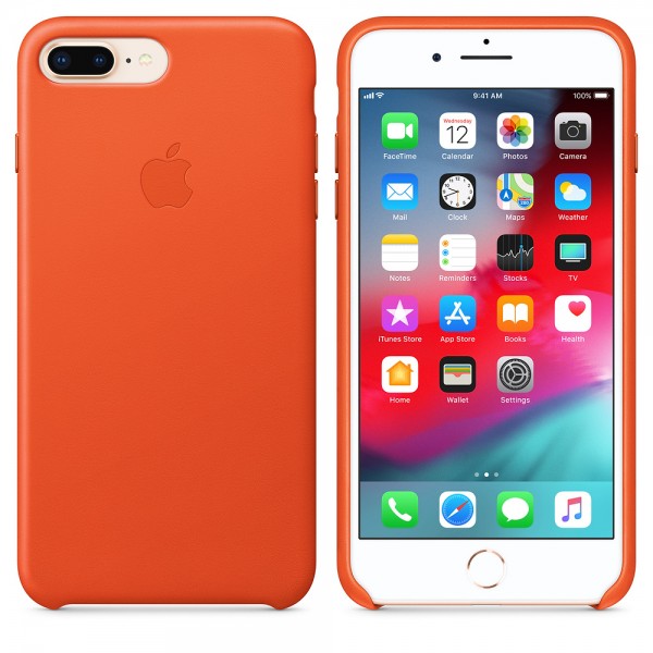 Capa De Couro Para Iphone 8 Plus 7 Plus Laranja Brilhante Img 02