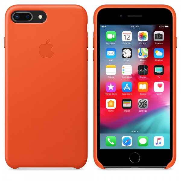 Capa De Couro Para Iphone 8 Plus 7 Plus Laranja Brilhante Img 04