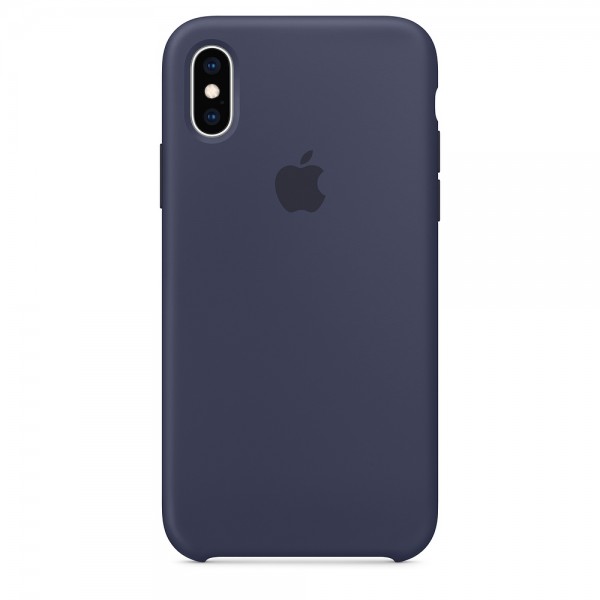 Capa De Silicone Para Iphone Xs Azul Meia‑noite Img 01