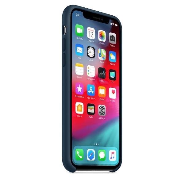 Capa De Silicone Para Iphone Xs Azul Meia‑noite Img 05