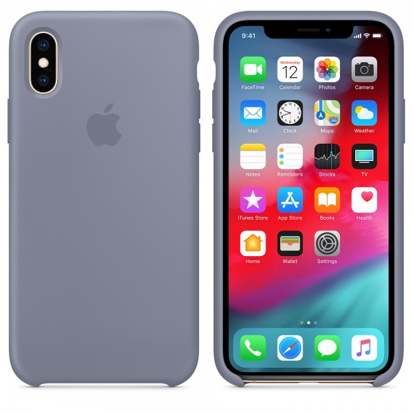 Capa De Silicone Para Iphone Xs Cinza Lavanda Img 02