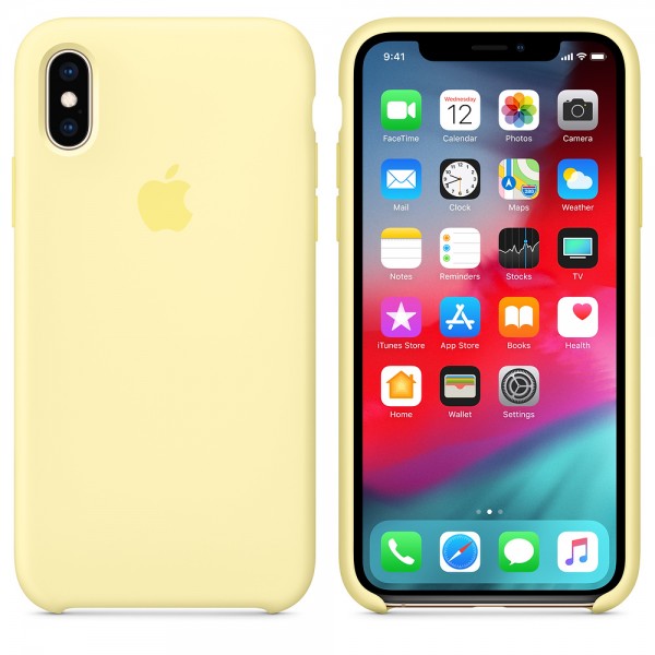 Capa De Silicone Para Iphone Xs Max Amarelo Creme Img 02