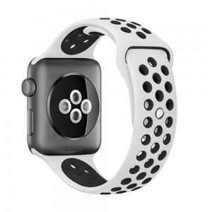 Pulseira Silicone Estilo Nike Apple Watch Branco Preto Img 01