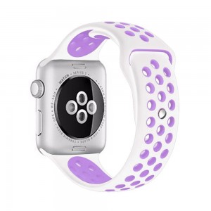 Pulseira Silicone Estilo Nike Apple Watch Branco Roxo Img 01