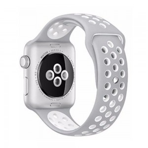 Pulseira Silicone Estilo Nike Apple Watch Cinza Branco Img 01