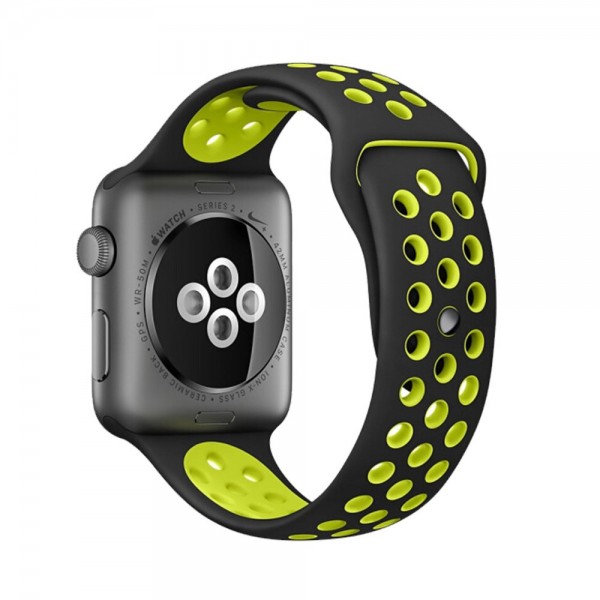 Pulseira Silicone Estilo Nike Apple Watch Preto Amarelo Fluorescente Img 01