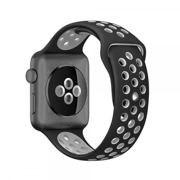 Pulseira Silicone Estilo Nike Apple Watch Preto Cinza Img 01