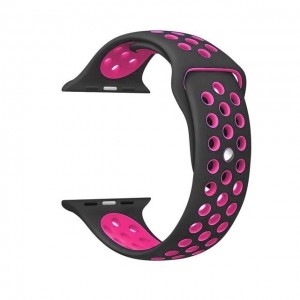 Pulseira Silicone Estilo Nike Apple Watch Preto Rosa Img 01