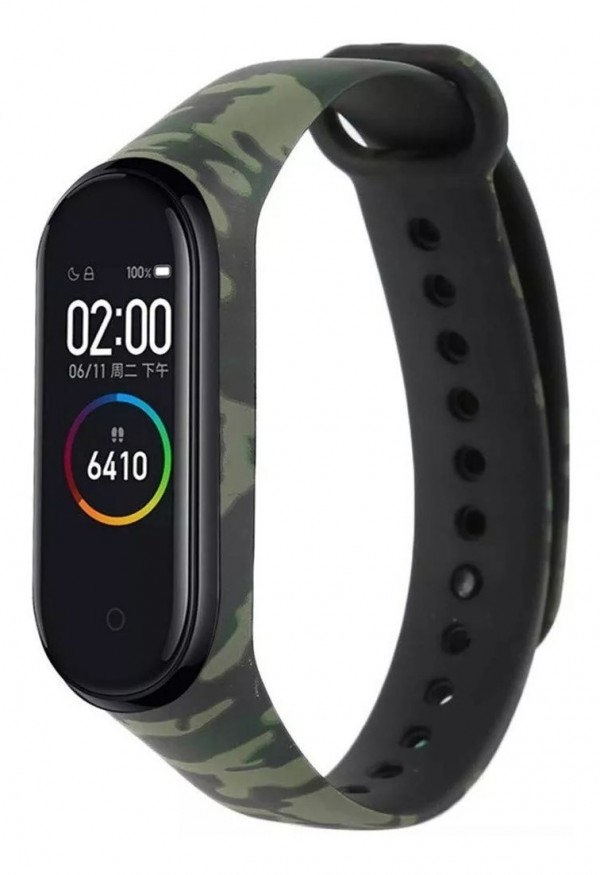 Pulseira Silicone Mi Band 3 4 Camuflada Verde Img 01